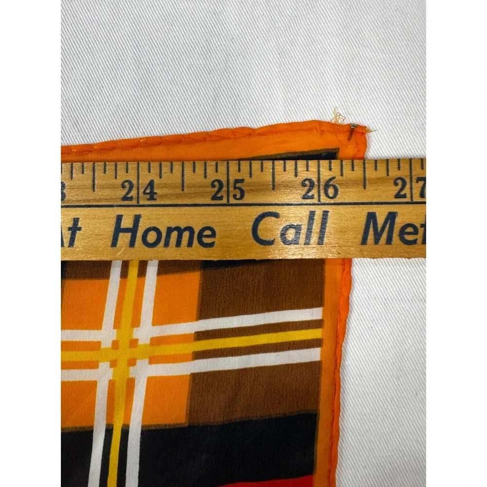Orange Red Black Plaid Square Scarf Large Geometric Retro‎ Mod Head Wrap Wildrag